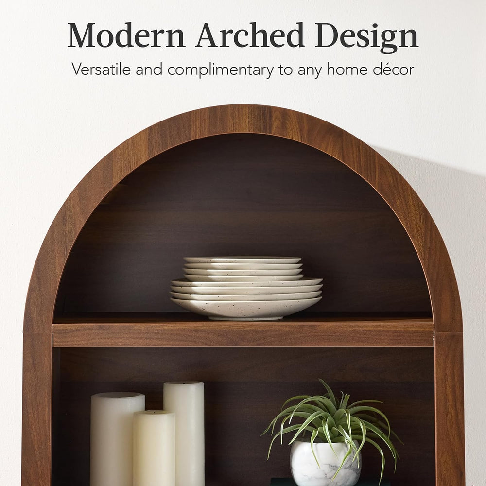 Best Choice Products 72" Tall Arched Pantry Cabinet w/Reeded Doors, 5-Ti...