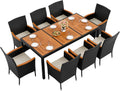 Flamaker Patio Dining Set for 8 Outdoor Acacia Wood Table and Chairs, Black