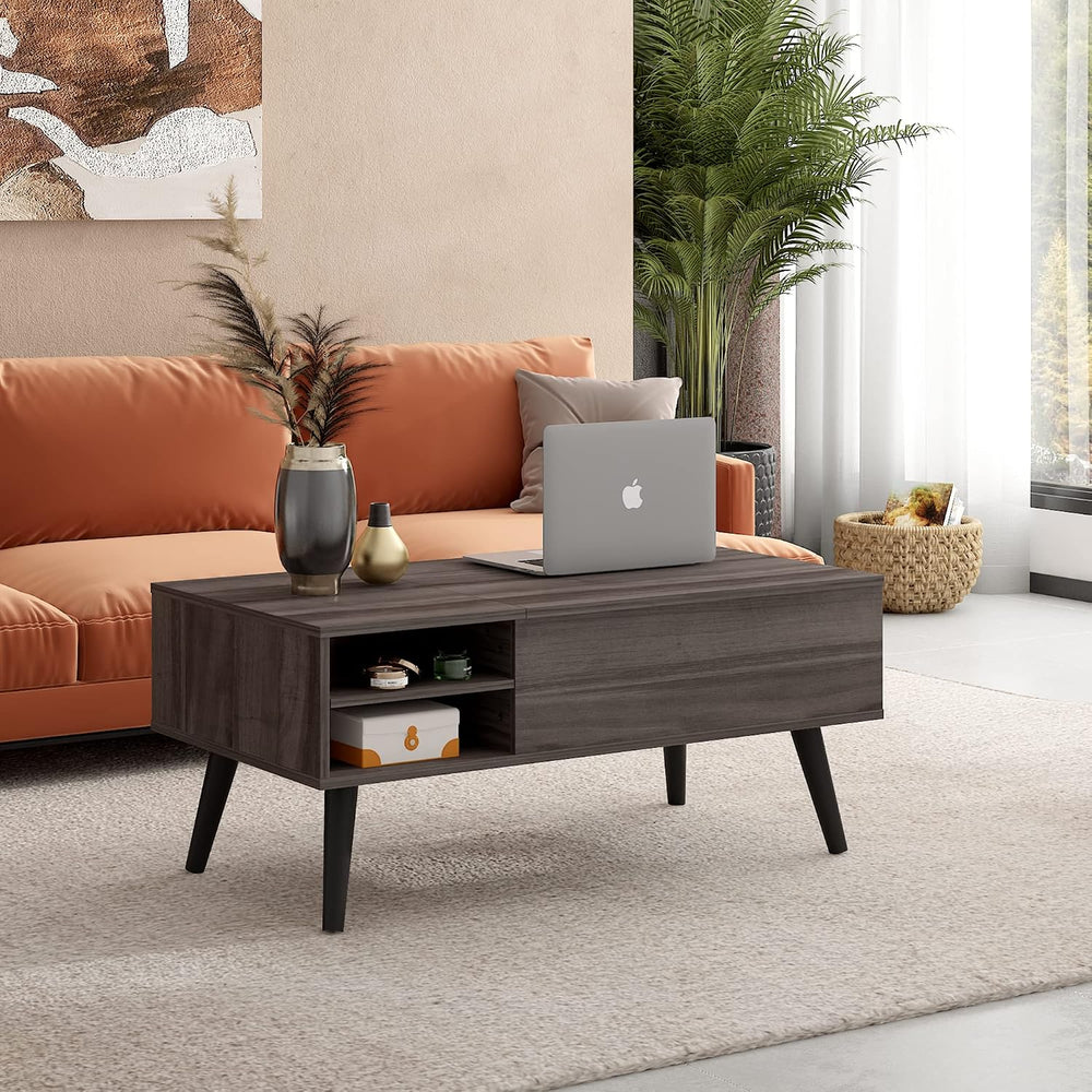 WLIVE Lift Top Coffee Table with Hidden Storage, Adjustable Shelf, Grey