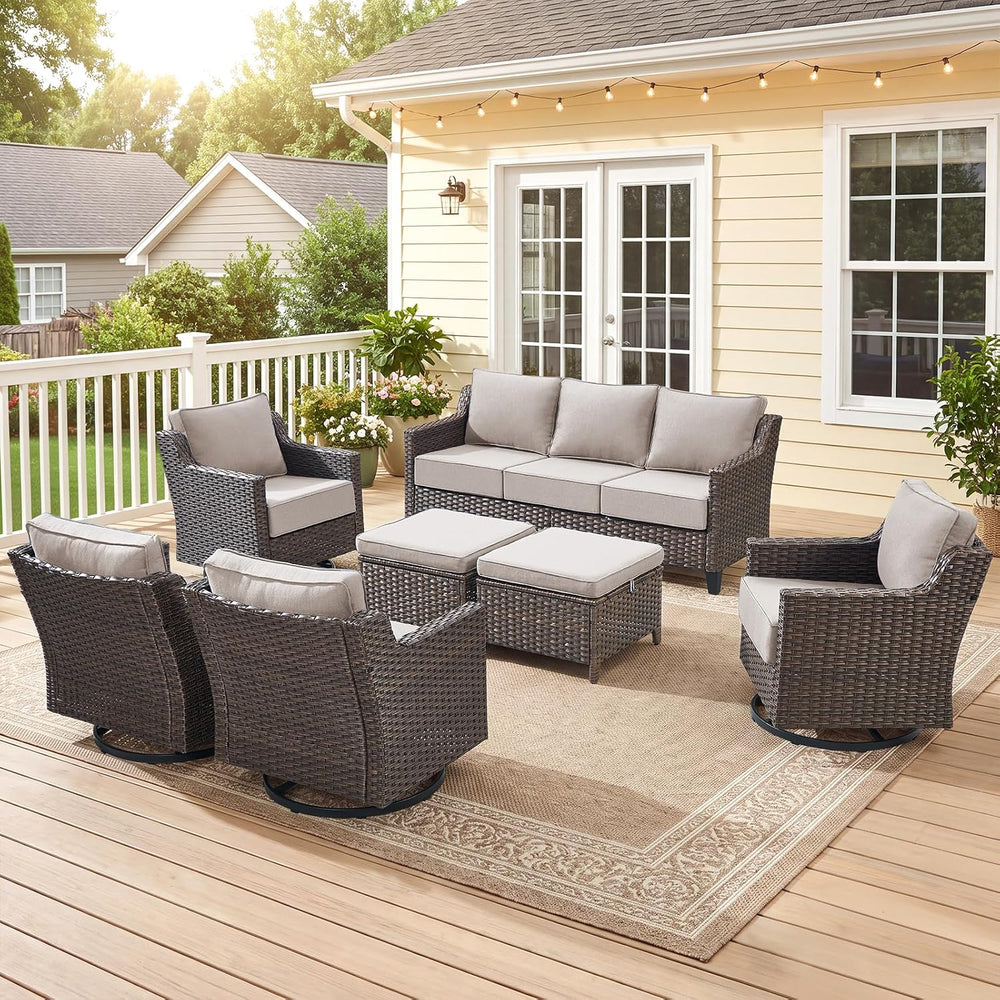 Luxury 7 Pieces Outdoor Patio Furniture Set-All Weather Outdoor Swivel Rocker...