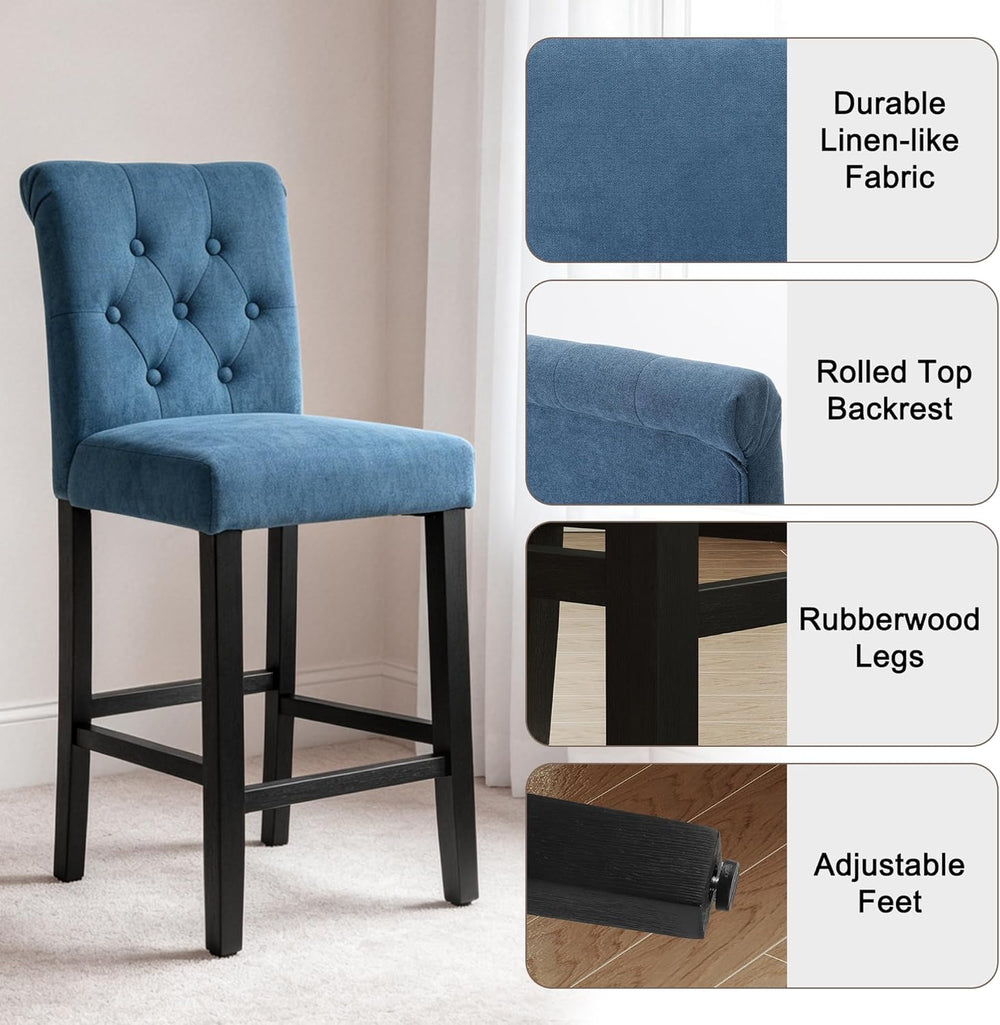 LSSBOUGHT 24 Inches Upholstered Counter Stools, Bar Stools Set of 2, Fabric C...