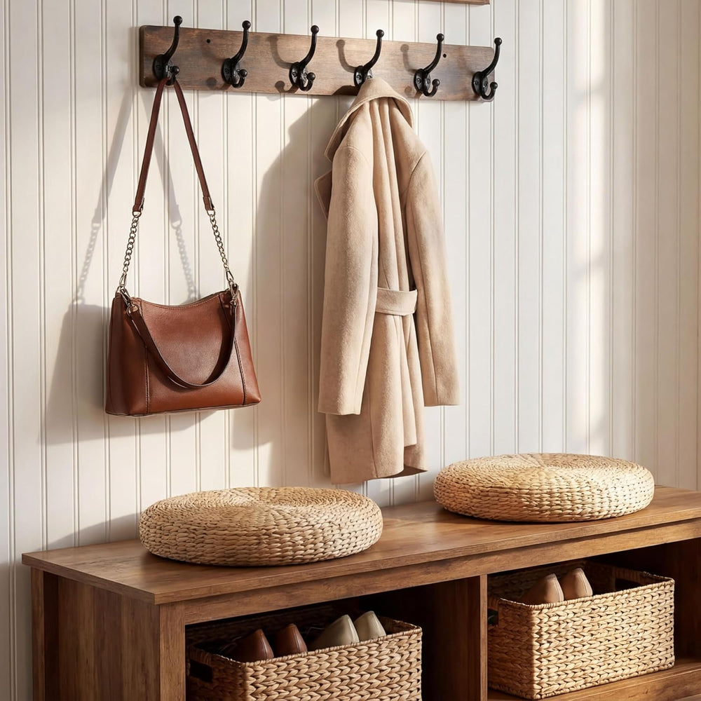 WEBI Rustic Coat Rack Wall Mount,24" Long 6 Cast Iron Coat Hooks Wall Mo...