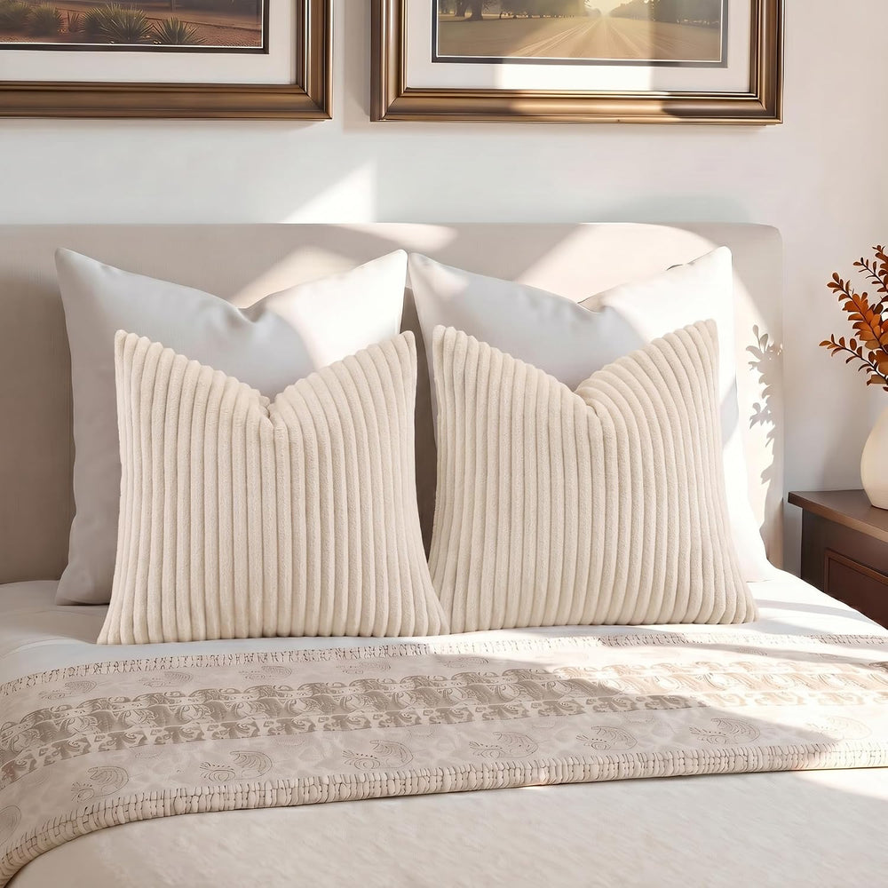 Simmore Fall Soft Apricot Flannel Throw Pillow Covers 24X24 Set of 2