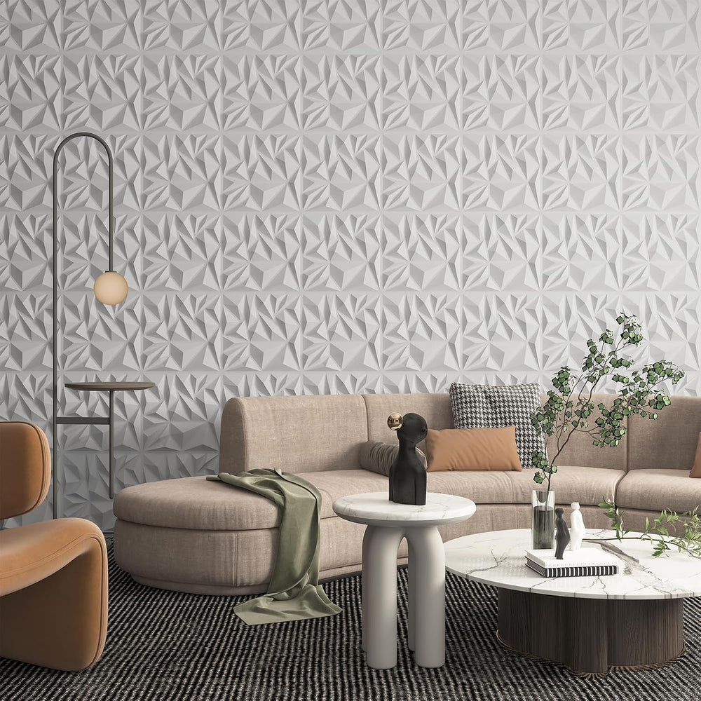 Art3d 33-Pack Modern Diamond Textured 3D Wall Panels, 12 x 12 in, White