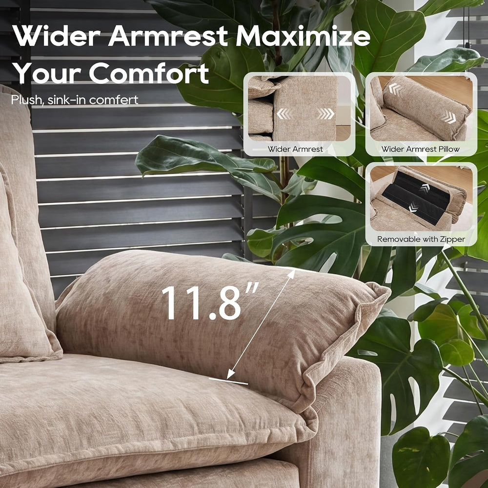 URRED Oversized Modular Sectional Sofa，Khaki：122" U Shaped