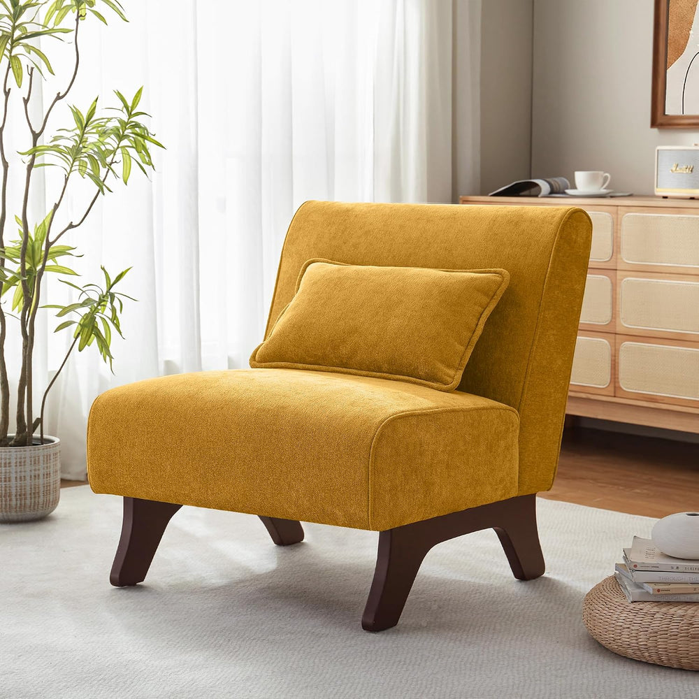 Armless Accent Chair Comfy Upholstered Modern Living Room Side Chair