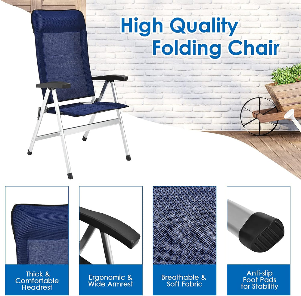Tangkula Set of 4 Patio Folding Chairs, Portable Reclining Chairs with 7-Posi...