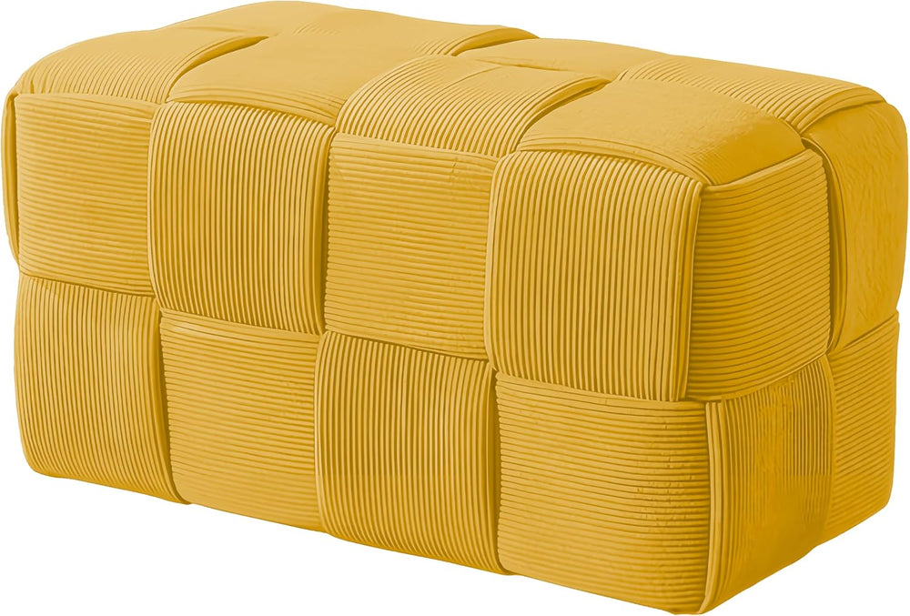 Cmishe 28" Rectangular Woven Corduroy Ottoman Footrest - Large Modern En...