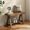 RowyPoey Solid Wood Bench, 30" Farmhouse Entryway Bench with Shoe Storage | Stable Triangular Leg, Rustic End of Bed Benches, Solid Hallway Seating, Dining Bench for Kitchen, Shoe Stool, Easy Assembly