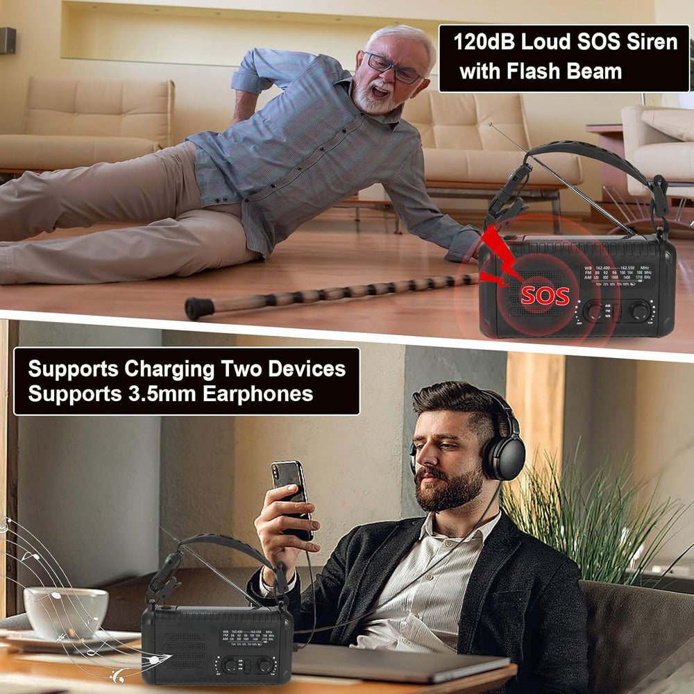 Emergency Weather Radio (Condor 1) NOAA/AM/FM with 74000mWh Portable Radio, U...