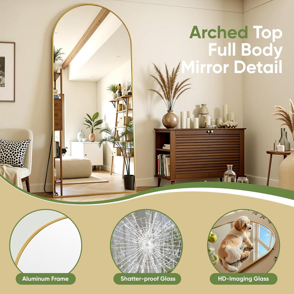 Floor Mirror, 78"x38" Oversized Full Length Mirror with Stand, Gold