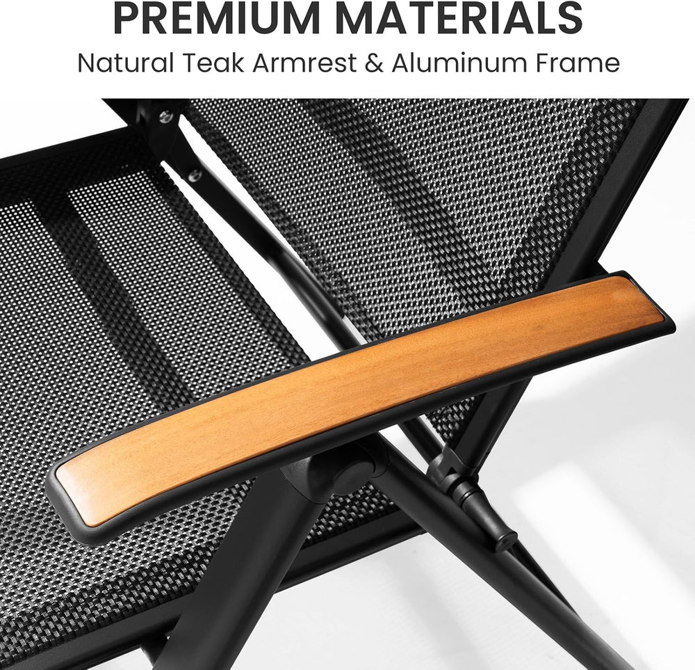 Crestlive Products Folding Patio Chairs Set of 6, Outdoor Recliner Chairs