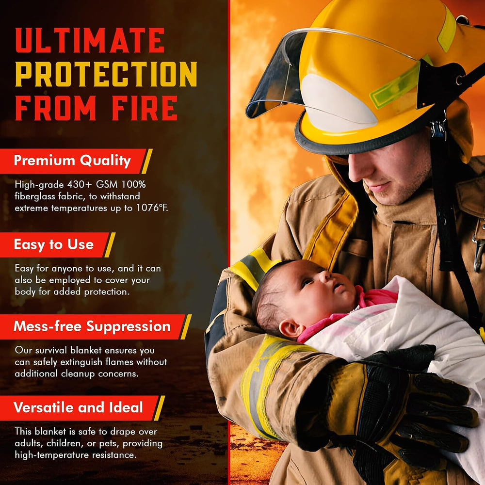Mart Cobra Emergency Fire Blanket for Home & Kitchen 4-Pack Safety
