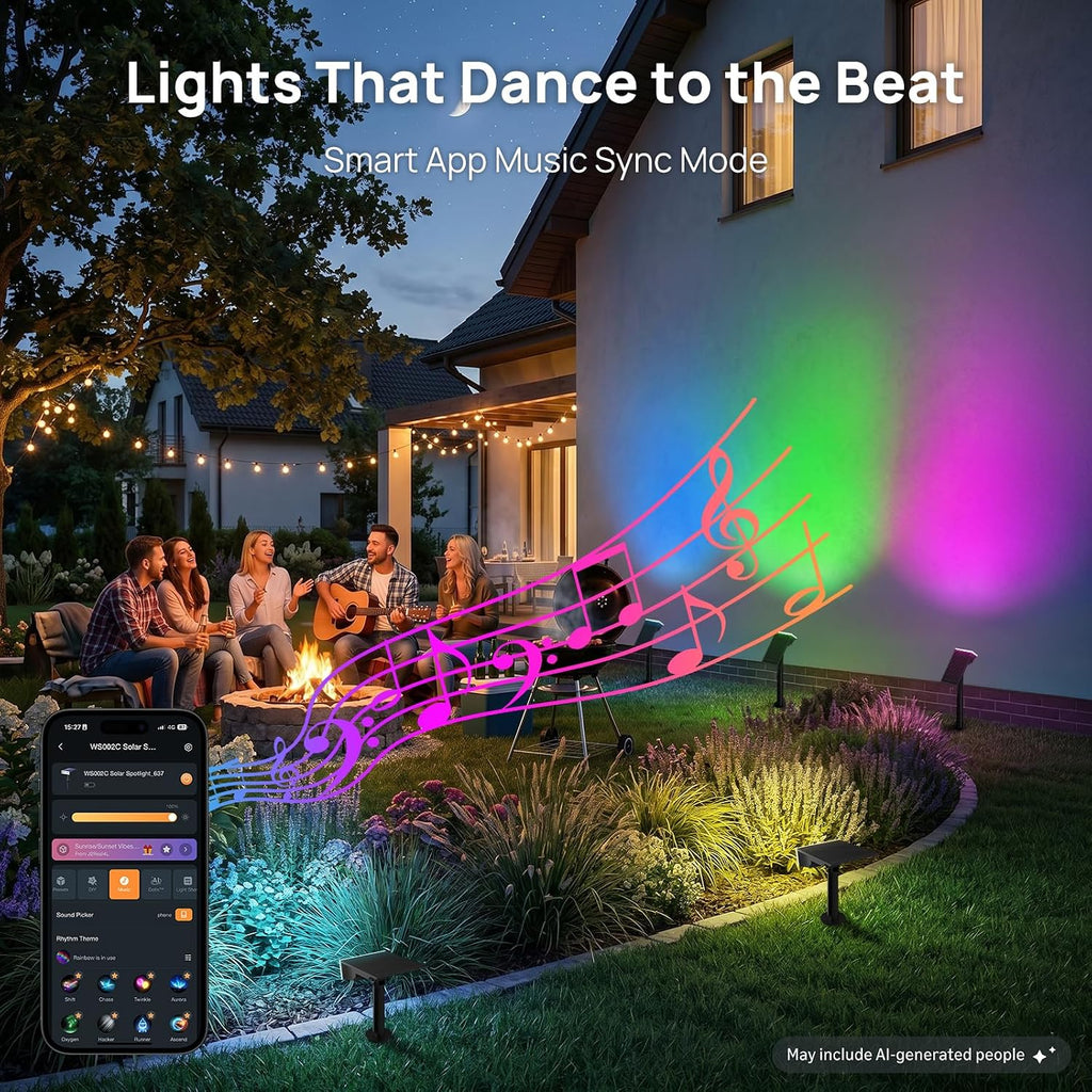 Consciot Smart Solar Spot Lights Outdoor, RGBTW Halloween Solar Lights