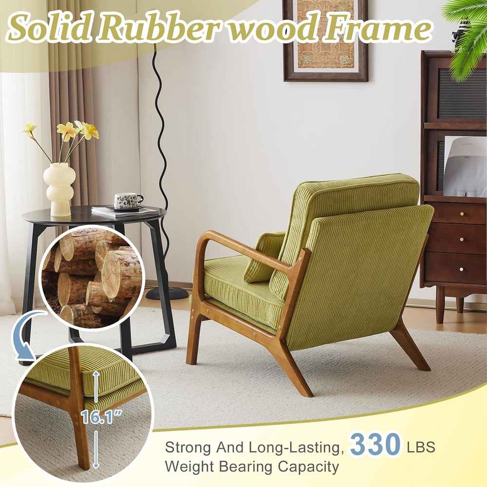 VINGLI Upgraded Premium Corduroy Accent Chair,Upholstered Arm Chair,Solid Woo...
