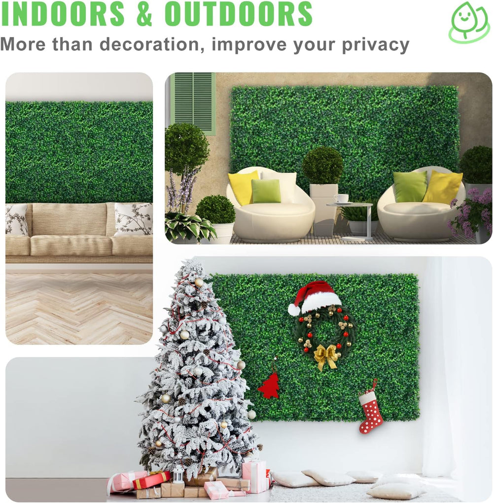 VEVOR 12PCS Grass Wall Panels, 24 x 16 in for 32 Sq Ft, Boxwood Hedge Wall Pa...