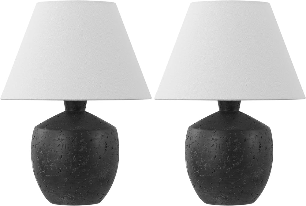 JONATHAN Y Myron 18" Concrete Effect Table Lamp, Black, Set of 2