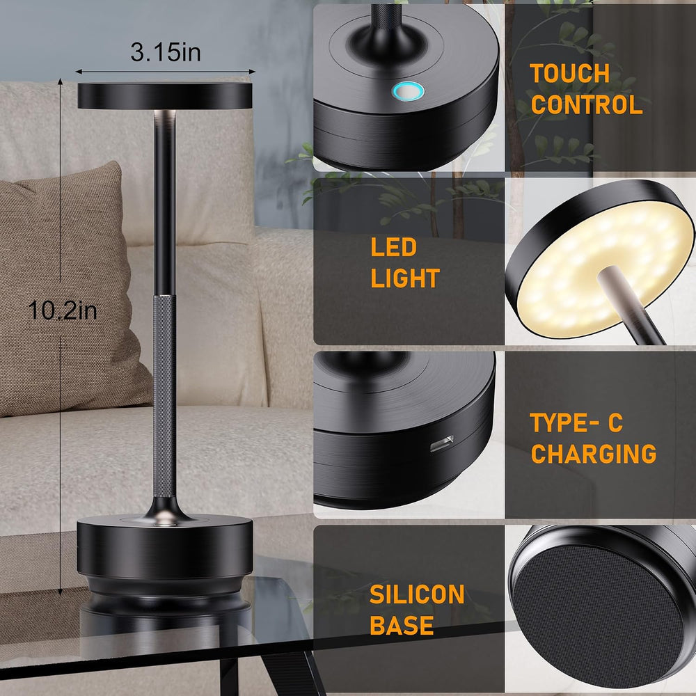 LED Cordless Table Lamp Rechargeable,Battery Powered Outdoor Table Light