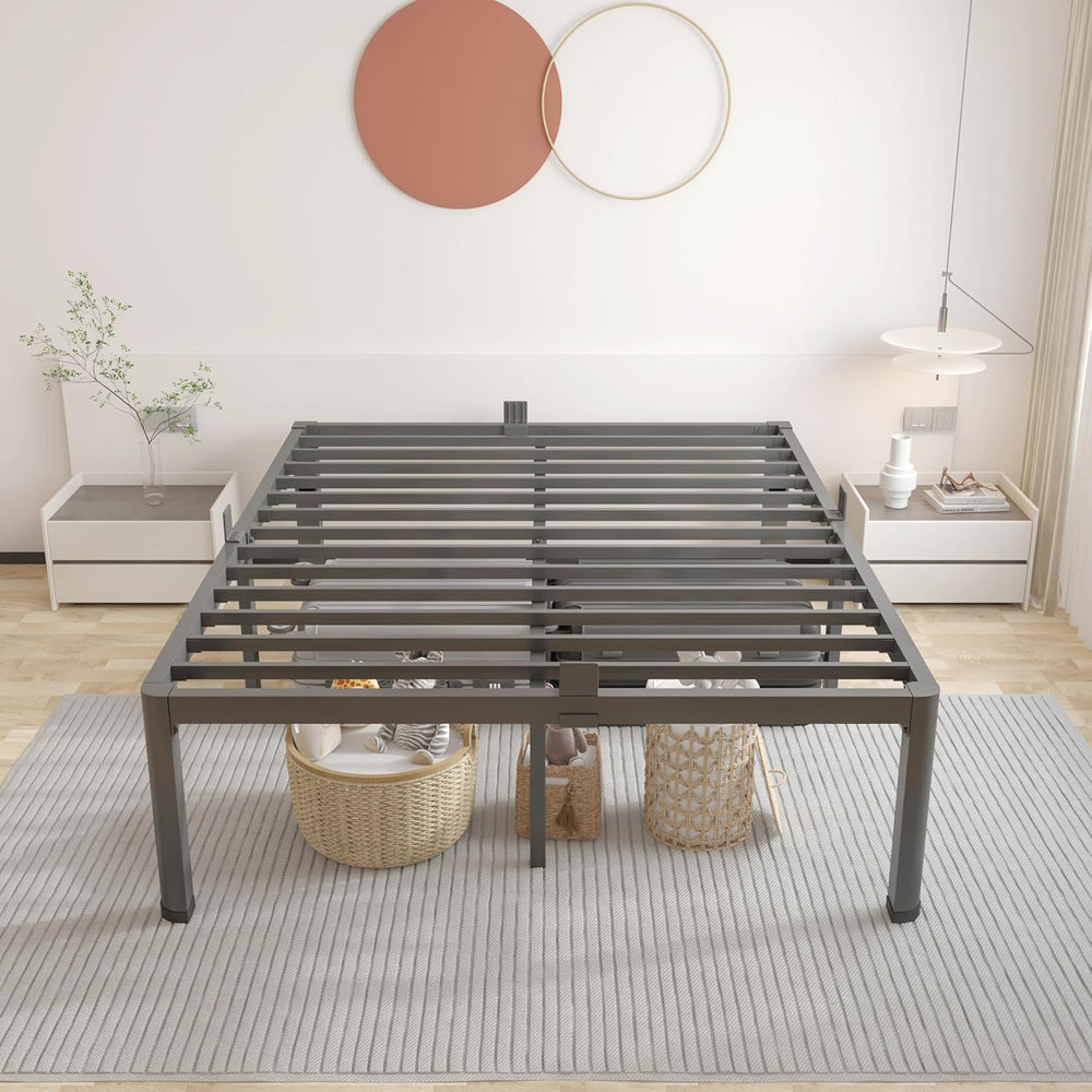 ROIL 20 Inch Queen Bed Frame with Rounded Corner & 4 Mattress Baffles