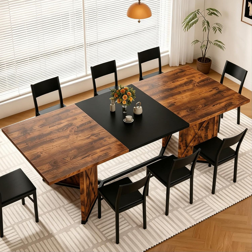 78.7 Inch Dining Table for 8 People, Large Rectangular Farmhouse Kitchen Tabl...