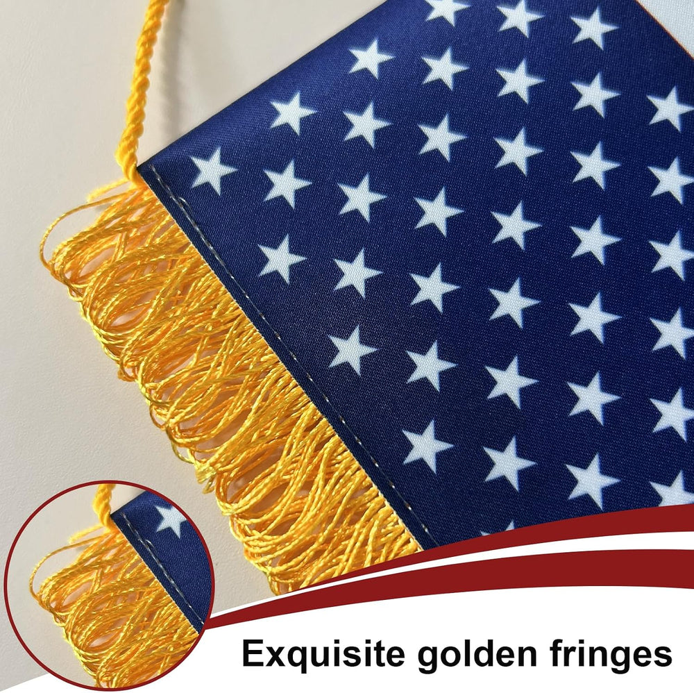 American Desktop Set with Fringe, US Desk Flags 7.5x10.5 Inch American USA Fl...
