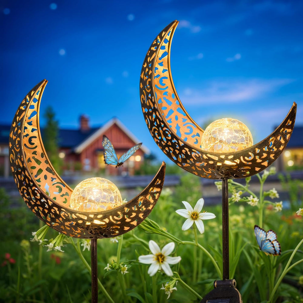 2Pack Moon Garden Gifts Solar Lights Outdoor Stakes Waterproof, Gifts for Mom...