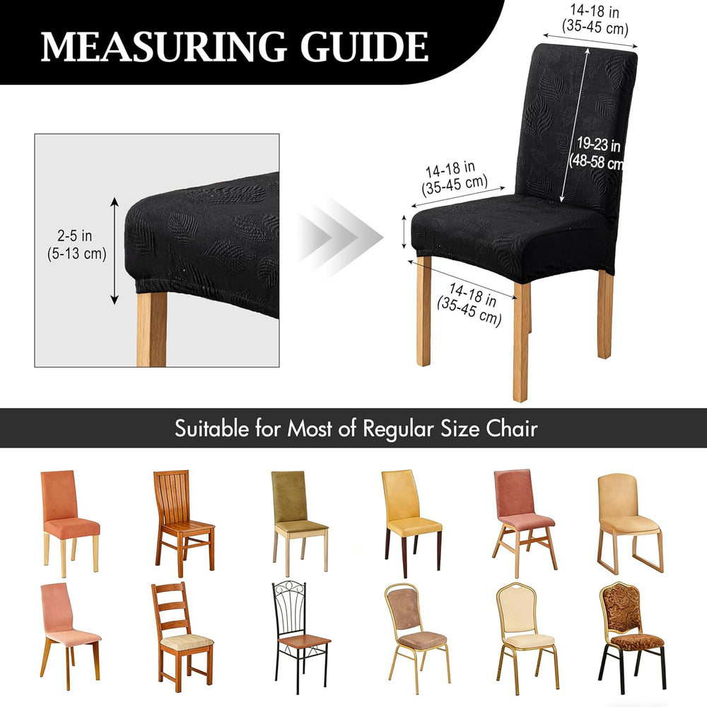Genina Waterproof Dining Chair Cover Set of 4,Kitchen Chair Cover,Black