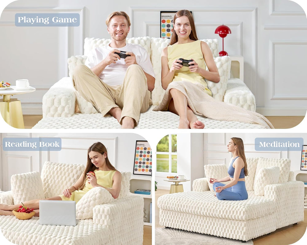 VanAcc 58"×53" Chaise Lounge Indoor, Upholstered Sofa Bed with Thro...