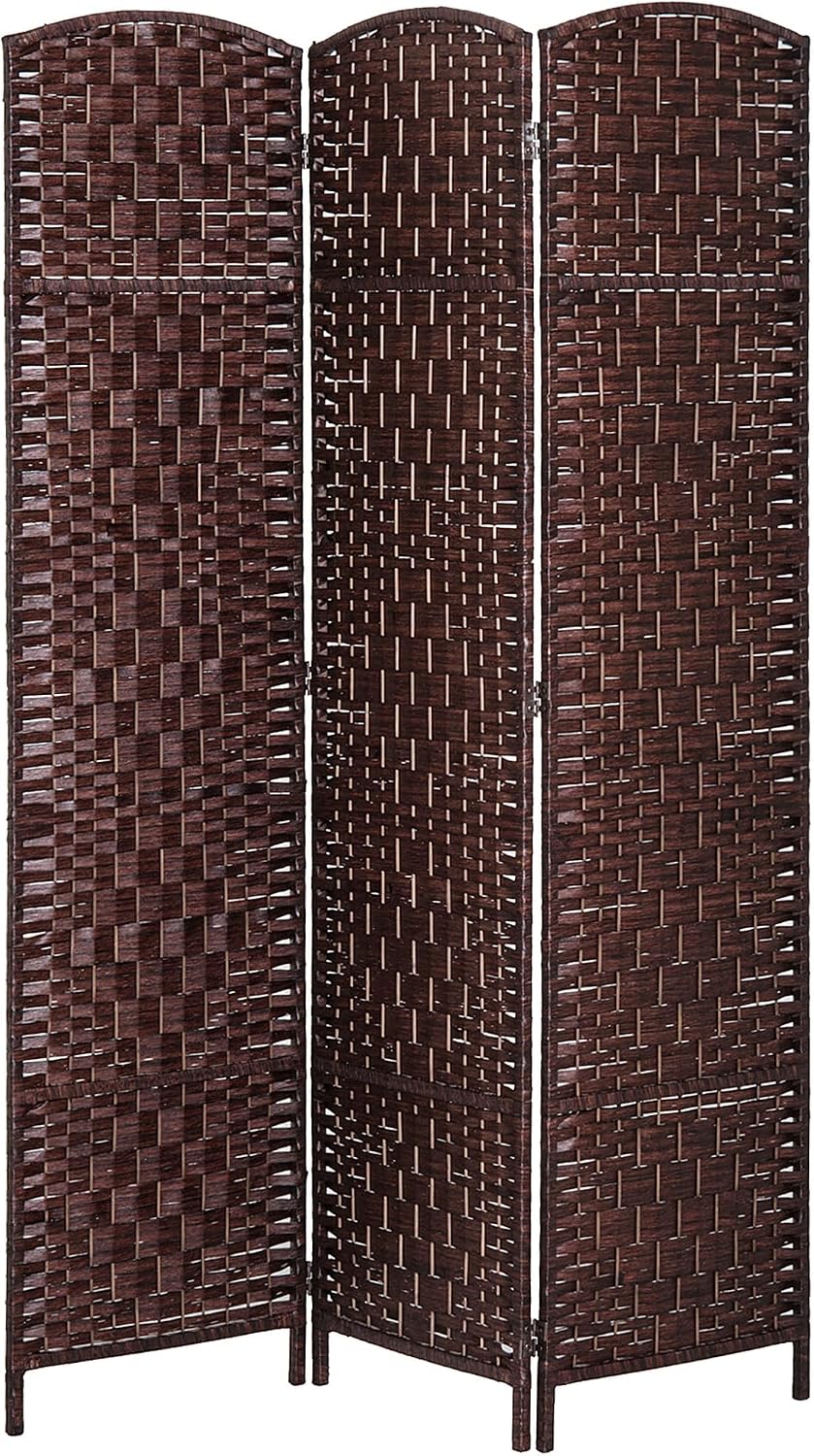 HOMCOM Room Divider 3-Panel, 6FT-Tall Folding Privacy Screen, Brown