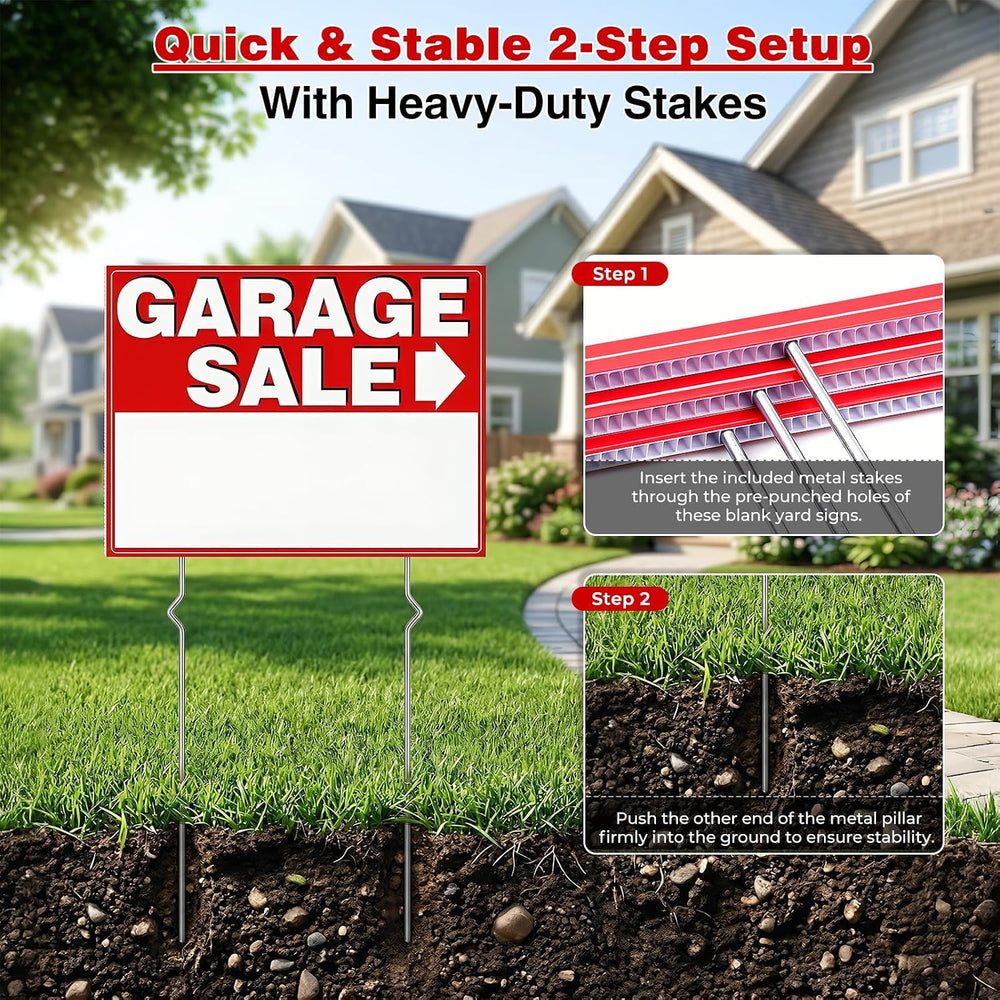 Garage Sale Signs Kit (14Pack)-17x13 Inch Large Garage Sale Sign with Metal S...