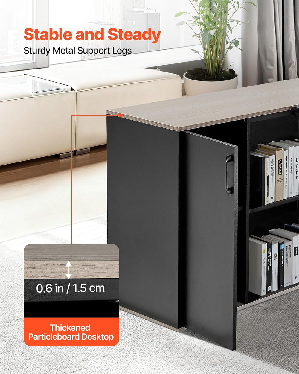 VEVOR 71" L-Shaped Executive Desk, Large Computer Desk with Drawers, Fil...