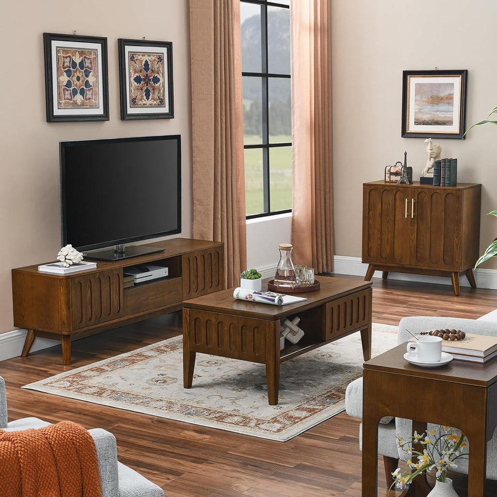 LKTART Small Sideboard Buffet,Mid Century Modern Storage Cabinet with Doors