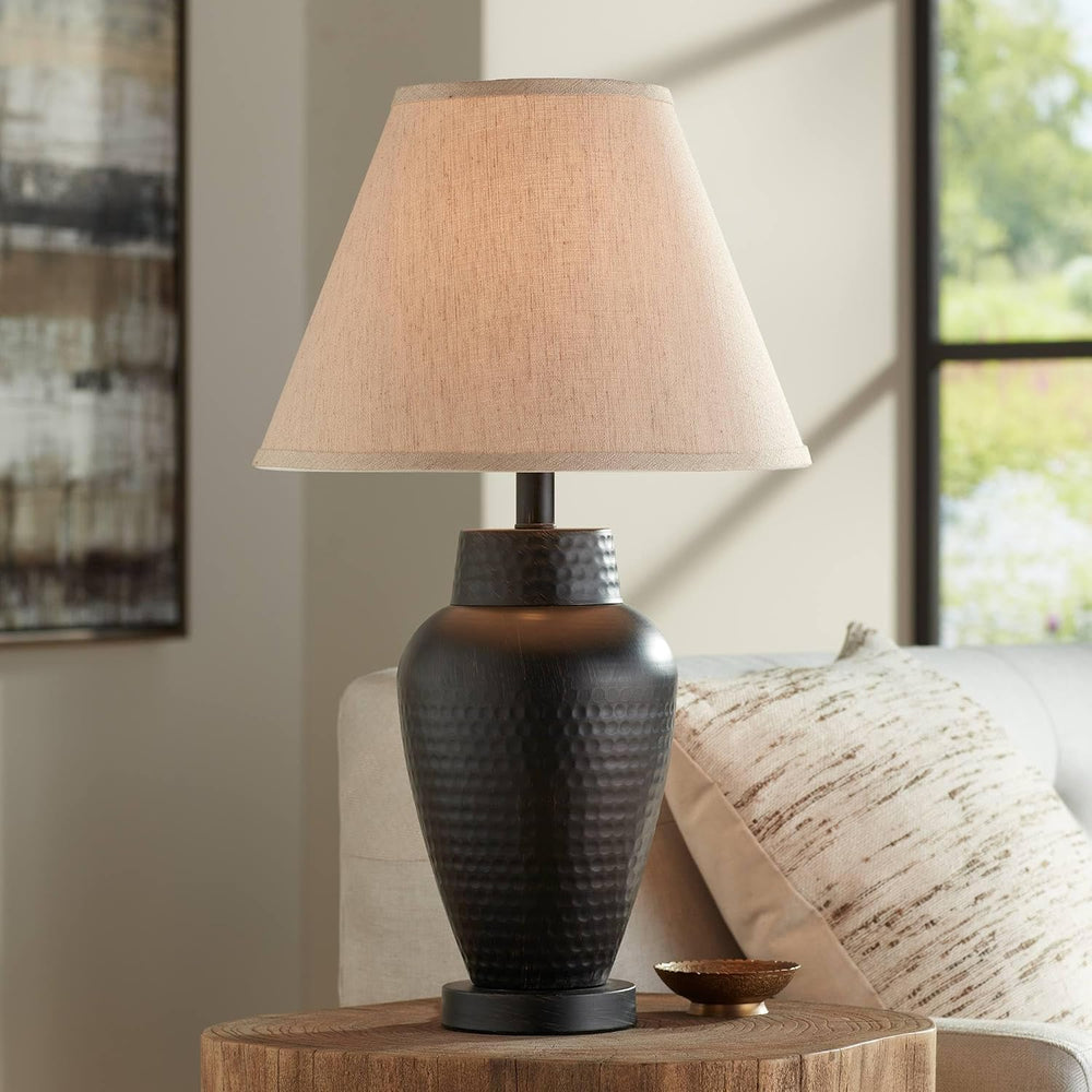 Auburn 25" High Table Lamp Hammered Bronze Brown Vase Modern Vase-Shaped