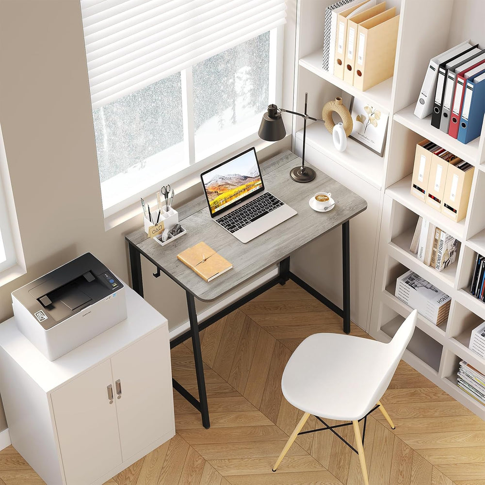 WOHOMO Folding Desk 31.5" Foldable Computer Table for Small Spaces GrayWash