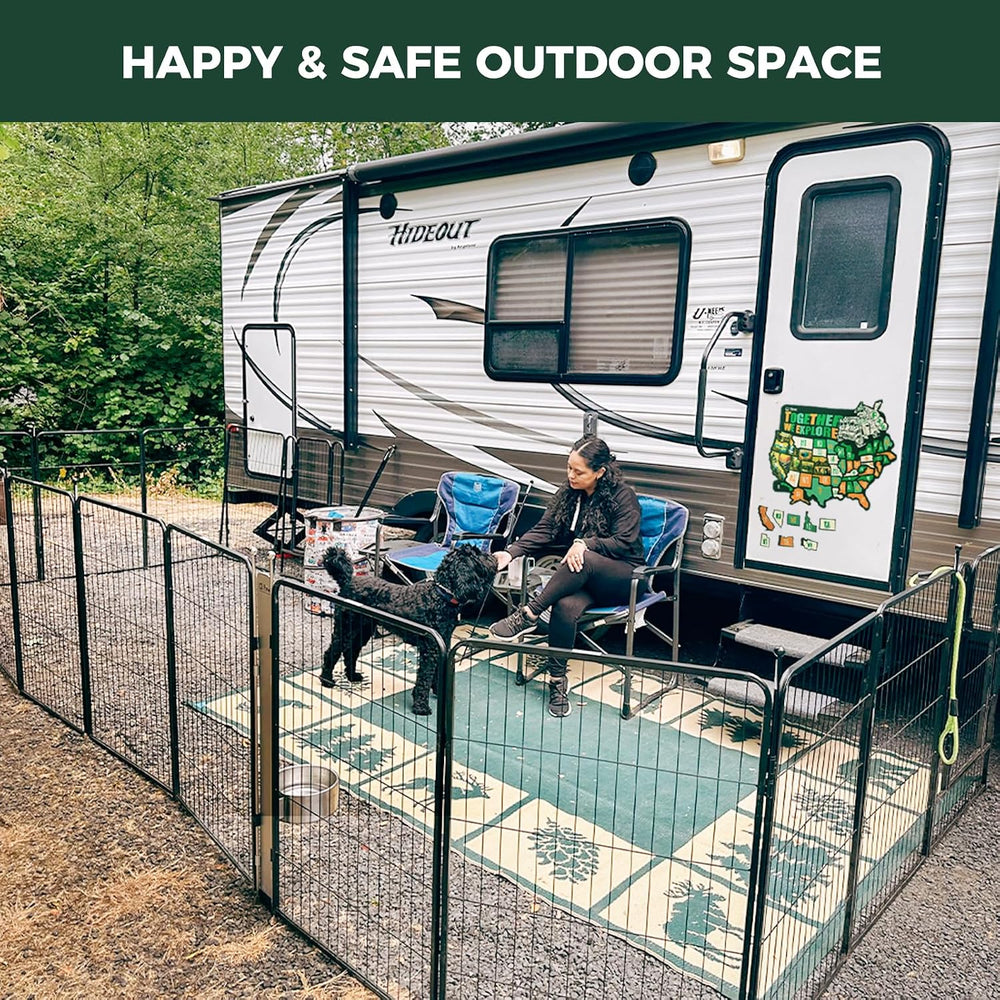 FXW Instant Dog Playpen with RV Step Grid for RV Camping, 24" H, 16 Panels