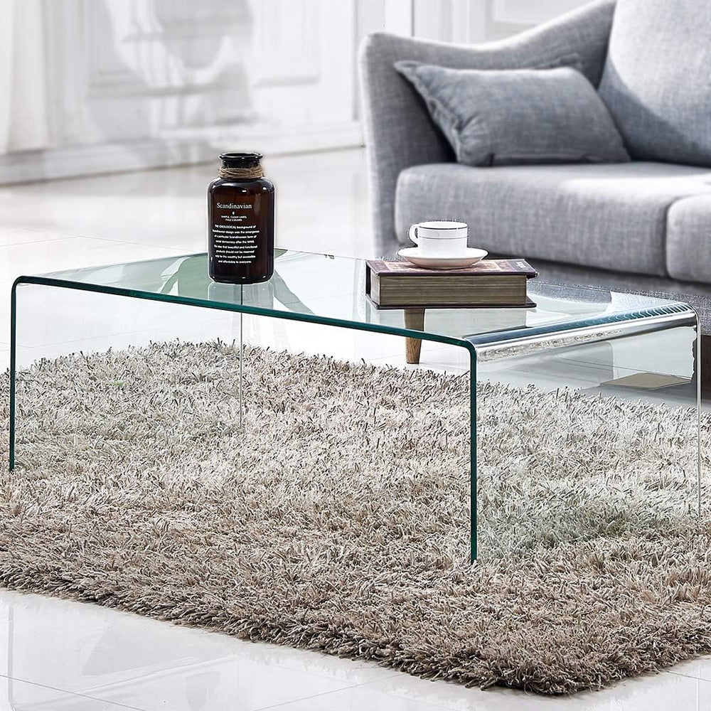 Premium Tempered Glass Coffee Table,Small Modern Clear Coffee Table for Livin...