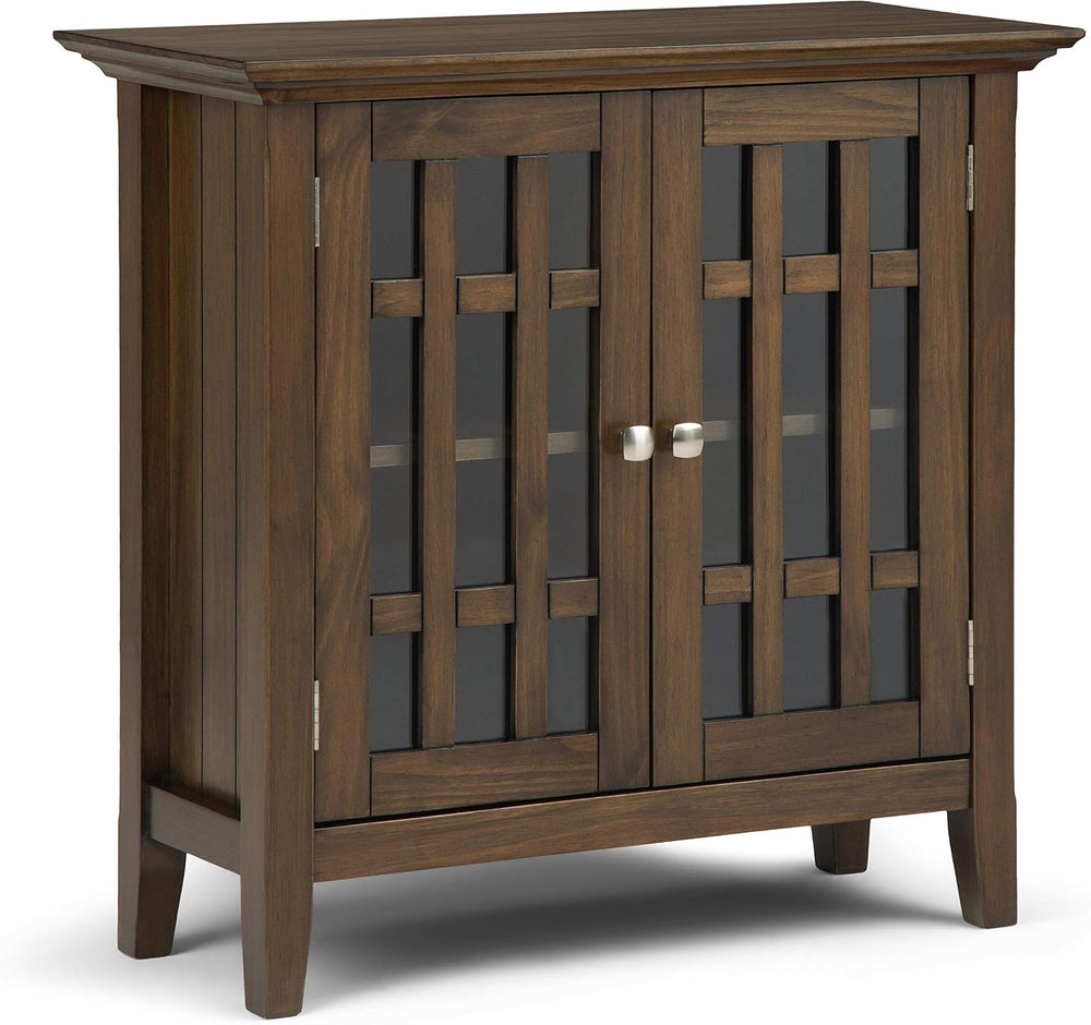 SIMPLIHOME Bedford 32" Solid Wood Cabinet in Rustic Natural Aged Brown