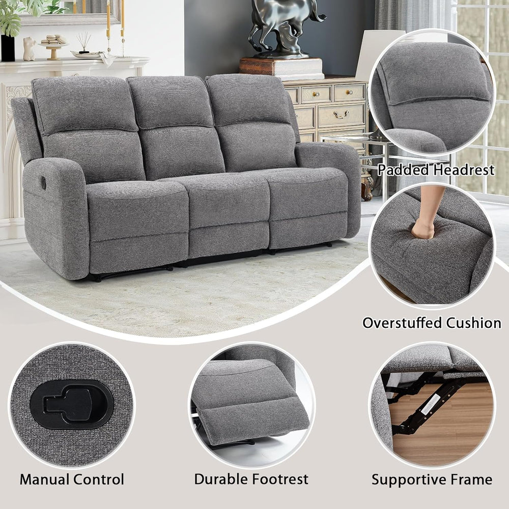 EBELLO Manual Living Room Furniture Reclining Couch Set, Soft Fabric Recliner...