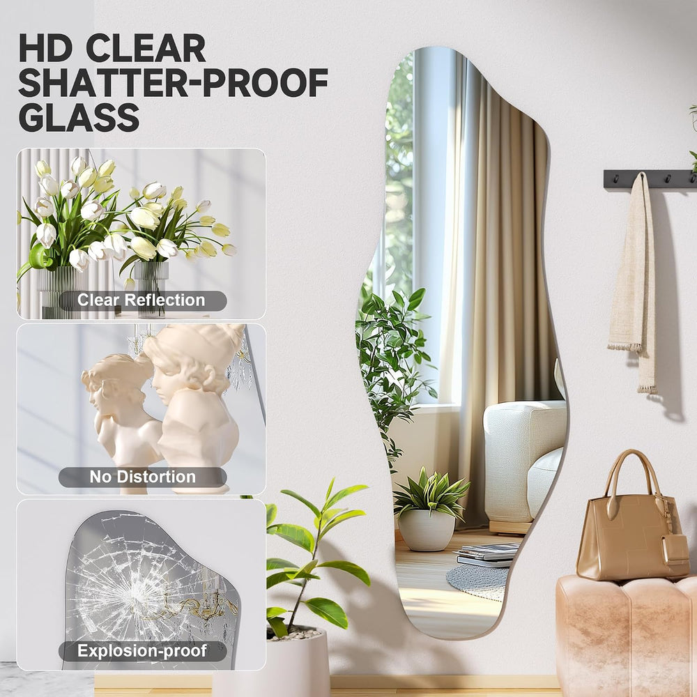 Hasipu 55"x20" Irregular Wall Mirror Frameless Asymmetrical Mirror ...