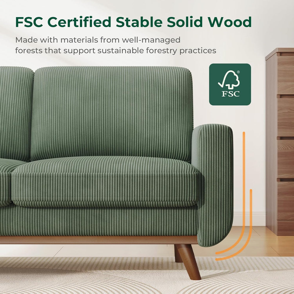 Vesgantti 68" Comfy Green Corduroy Loveseat Sofa, 2 Seater Deep Seat Cou...