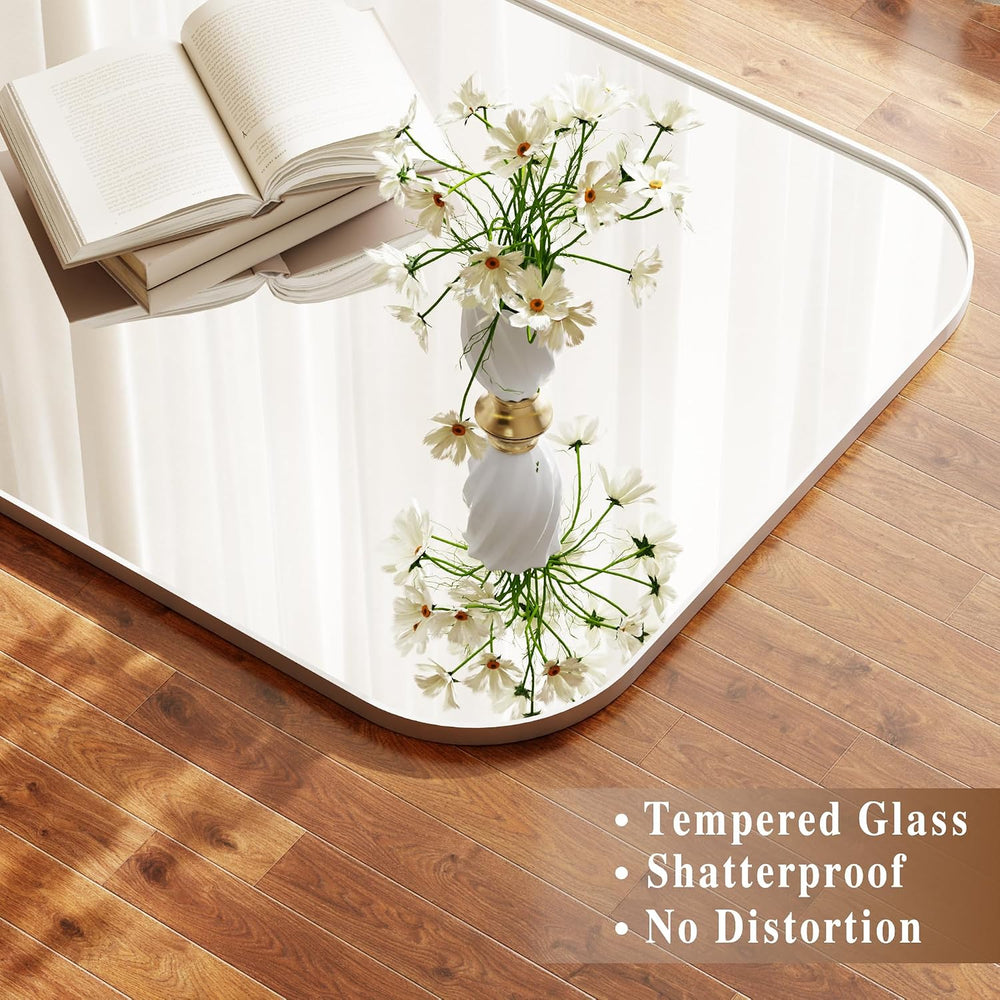 Arched Floor Length Mirror 56"x21" Matte Silver for OOTD Make-up