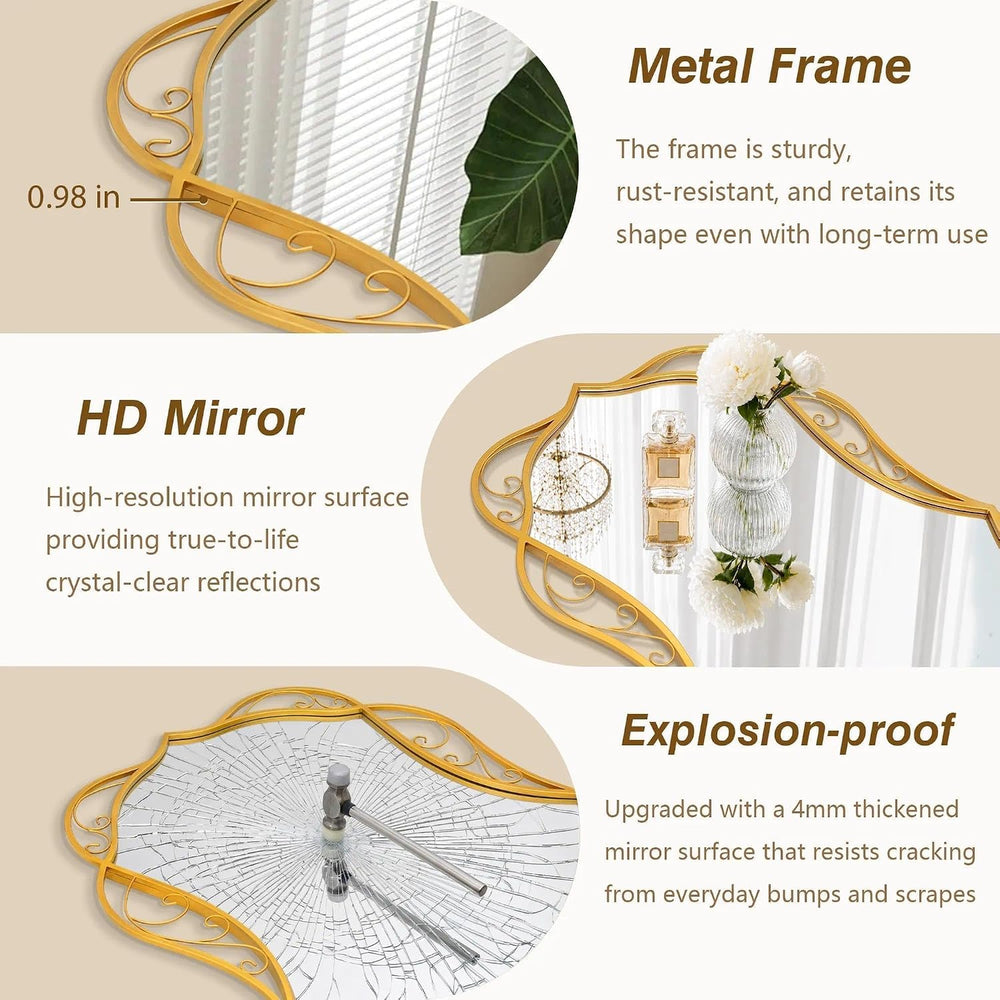 Besdomus Large Gold Wall Mirror: 24"x48" Bathroom Mirrors for Over ...