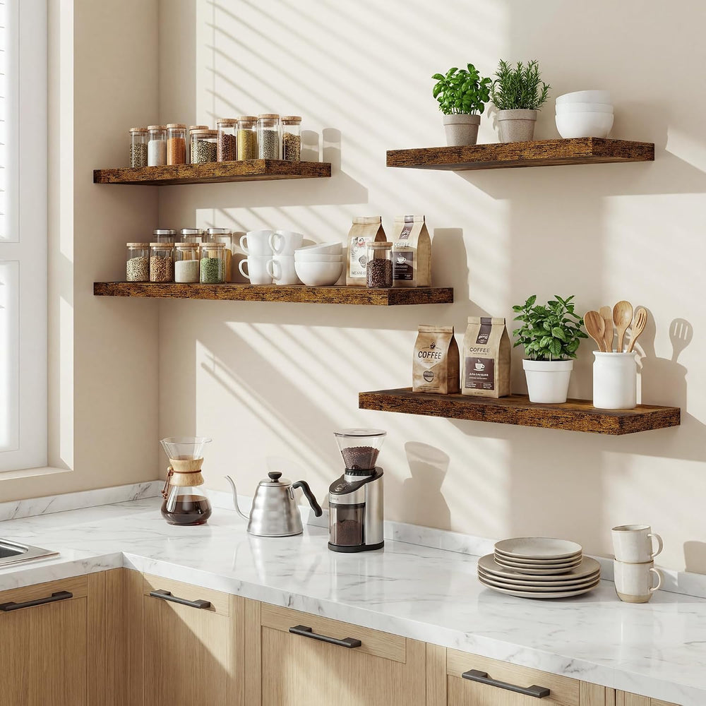 Floating Shelves for Wall,18 Inch Rustic Brown Wall Shelves Set of 2,9.3&quot...