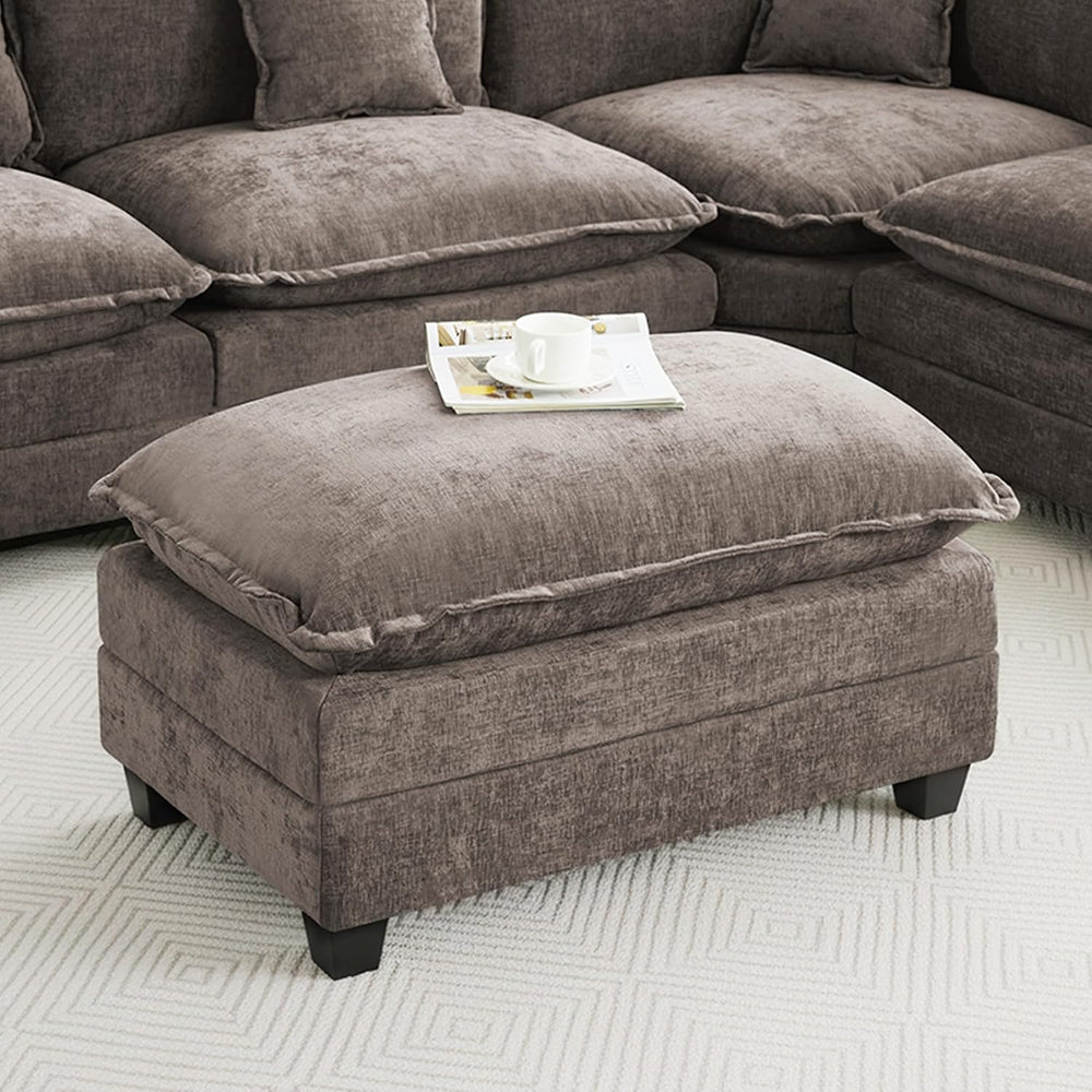 35‘’ Modern Chenille Cloud Sofa Ottoman,Rectangle Ottoman for Modular Section...