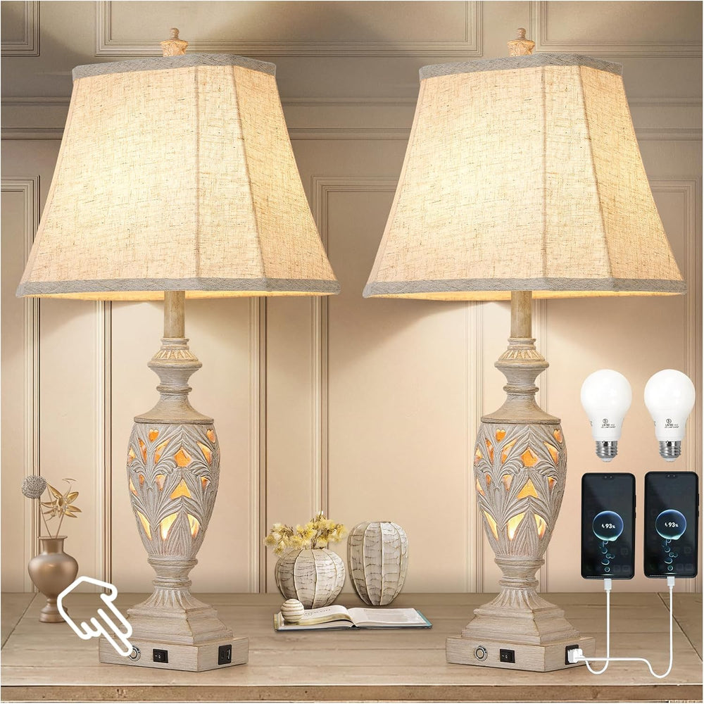 AIDENOEY 29.5" Table Lamp Set of 2 with Nightlight, Separate Touch Switch