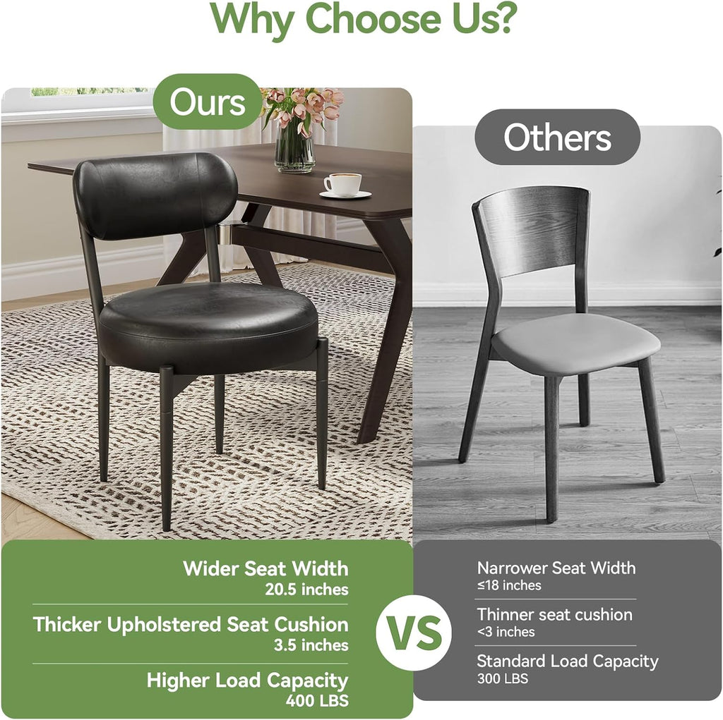 Welzona Upholstered Dining Chairs Set of 2, Dining Room Chairs with Sturdy Metal Legs, Kitchen Chairs for Dining Room/Kitchen/Restaurant/Hotel, Modern Style, Black
