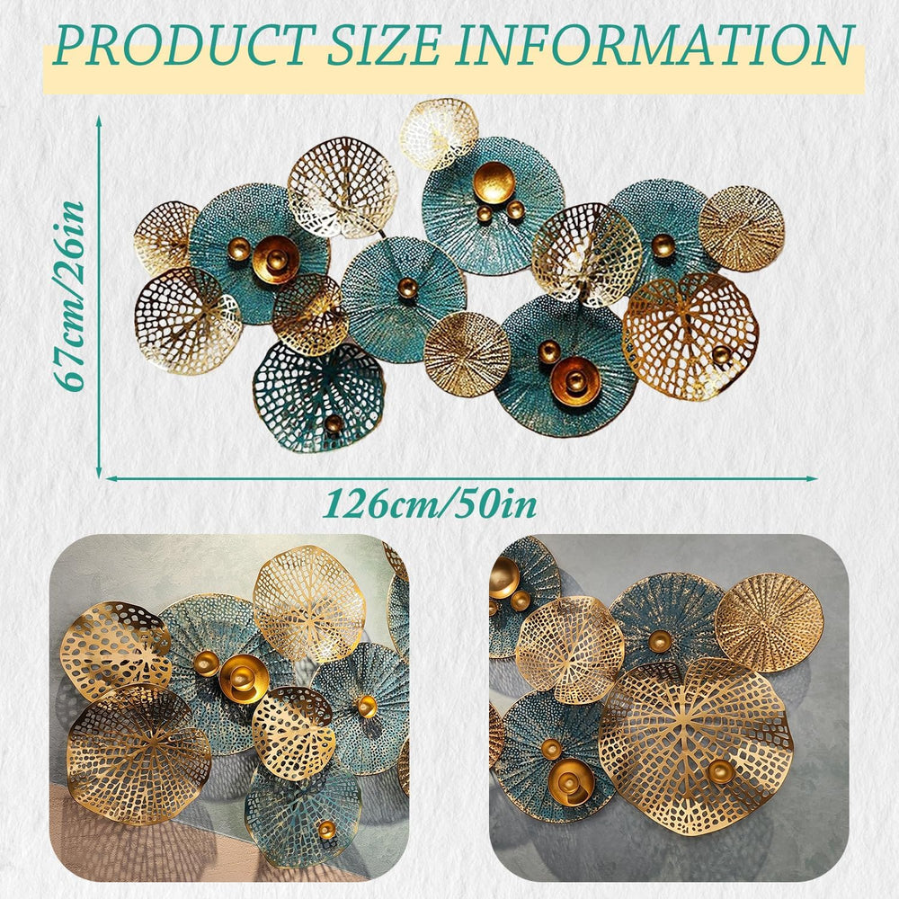 edaknez Large Metal Wall Art, 50"x26" Metal Lotus Leaf Flower Wall ...