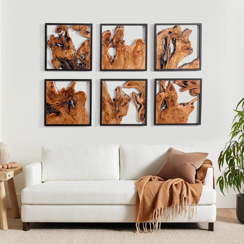 WELLAND Cedar Wall Sculptures, Set of 2, Live Edge Wood Art
