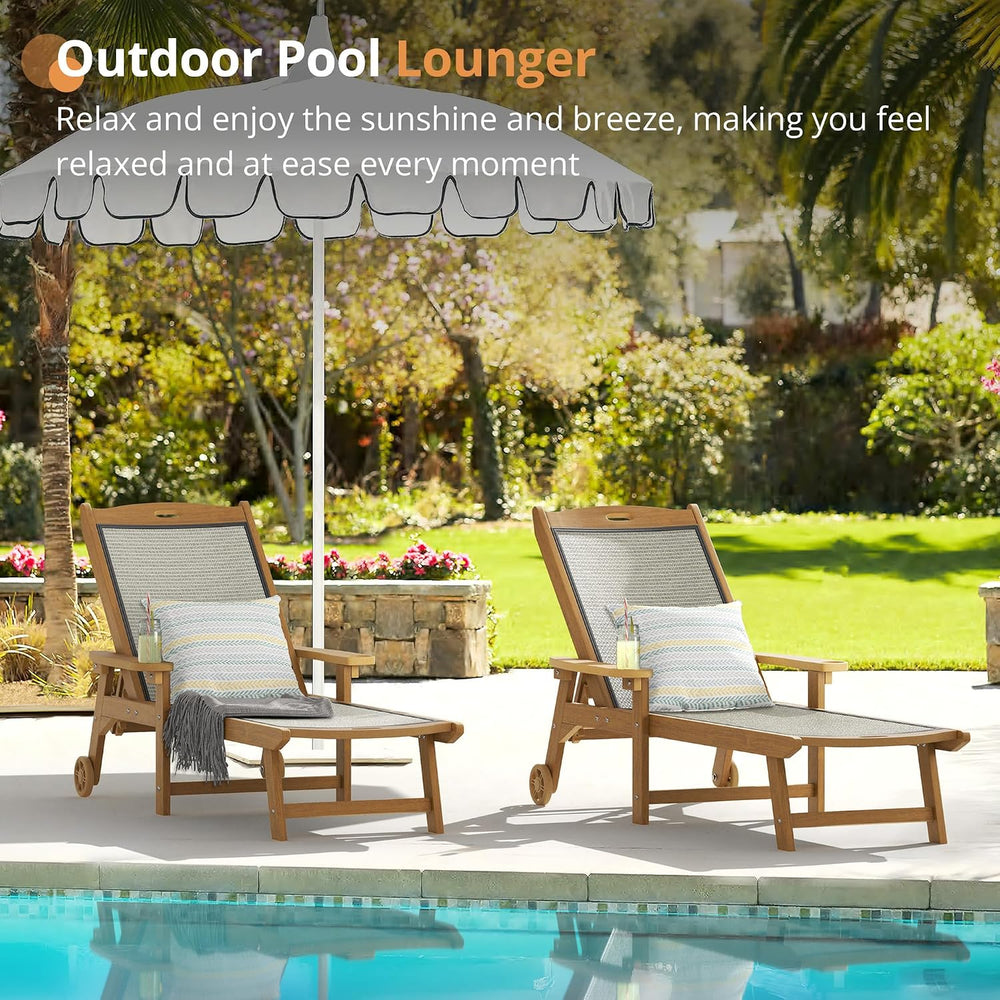 LUE BONA Chaise Lounge Chair, HDPS & HDPE Wicker Material