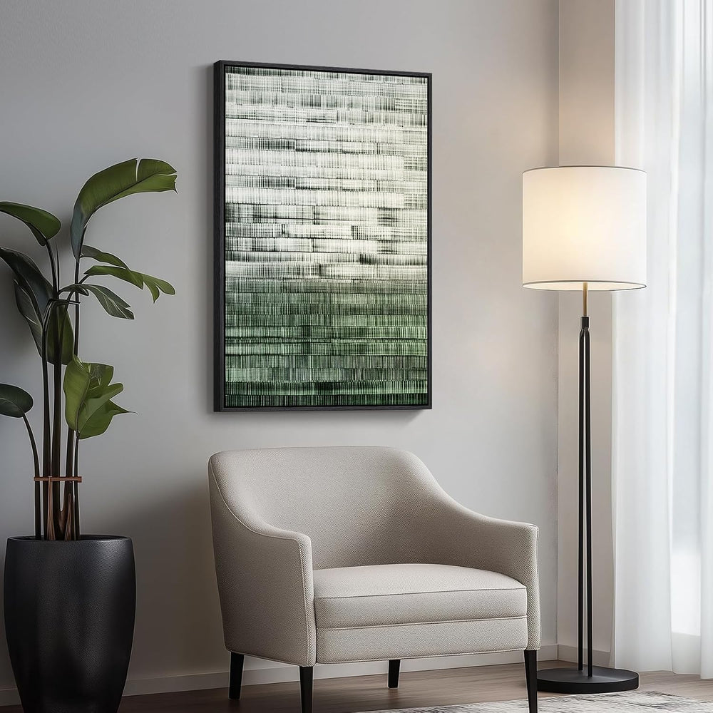 Framed Dark Sage Green Modern Abstract Wall Art, 1 Piece 24x36 In